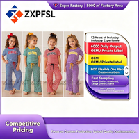 Ensemble assorti rayé pour enfants, haut à manches courtes avec impression de lettres personnalisées, pantalon large, tenue de jour de match pour enfants