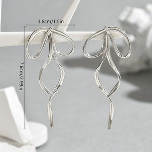 Sweet Korean Style Bowknot Drop Earrings Zinc Alloy Stainless Steel Studs Mori Girl College Fashion Jewelry EH4888 - Product Image 3
