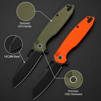 Couteau pliant de survie personnalisé OEM avec lame en acier 14C28N, manche en G10, certifié BSCI, pour EDC