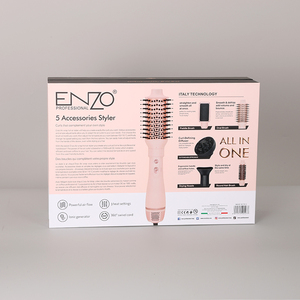 ENZO Nouveau <span class=keywords><strong>Styler</strong></span> Capillaire <span class=keywords><strong>5</strong></span> <span class=keywords><strong>en</strong></span> <span class=keywords><strong>1</strong></span> 1500W Rose, Ensemble Brosse Sèche-Cheveux Électrique Chauffante Lisseur & Fer à Boucler - Product Image 5