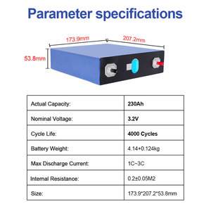 230Ah <span class=keywords><strong>3</strong></span>.2V LiFePO4 Pil Hücresi A Sınıfı LFP Ev Depolama Enerji Pili 12V 24V 48V Güneş Enerjisi Pil Paketi için - Product Image 6