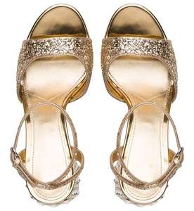 Chaud personnalisé plate-forme chaussures fête Design de mode or Sexy paillettes tissu talons hauts pour dames or <span class=keywords><strong>sandale</strong></span> paillettes plate-forme talons - Product Image 6