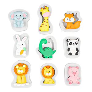 รูปร่างการ์ตูนสัตว์ป่า: ช้างยีราฟกระต่ายขนมอบเค้กซิลิโคนตกแต่ง - Product Image 5