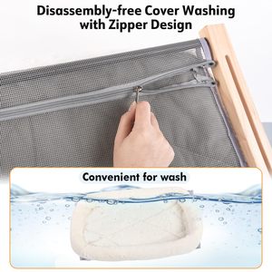 Lits personnalisés pour animaux domestiques Perchoir de fenêtre pour seuil de chat Siège de fenêtre pour hamac robuste avec housse de lit rembourrée, cadre en bois et en métal pour chat de grande taille - Product Image 2