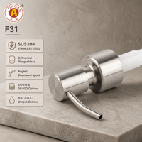 Pompe distributrice de savon commerciale en acier inoxydable SUS304, tête F31, filetage 24/410 et 28/400, pompe de remplacement pour lotion à bec coudé
