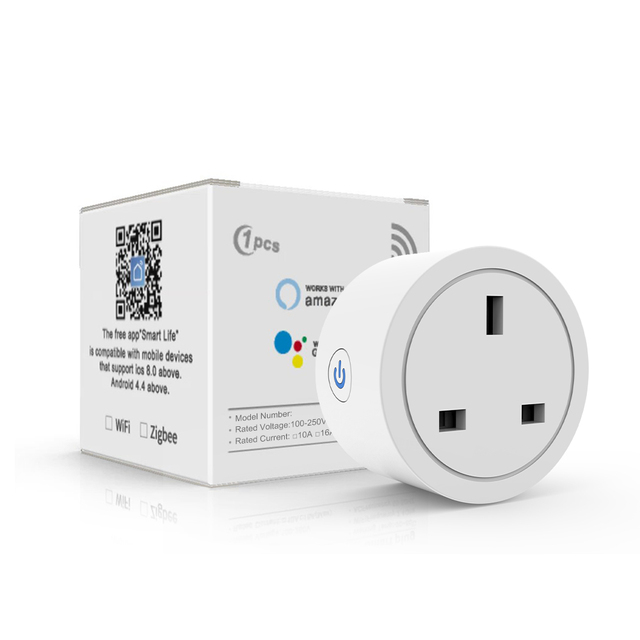 SIXWGH 16A Tuya Smart WiFi Wall Socket Plug AC 100-240V Energy Monitoring VoiceControl AlexaGoogleAssistant TimerCountdownFamily