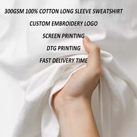 Vente chaude 300gsm 100% coton sweat personnalisé épais doux maillot de corps haute qualité col rond hommes à manches longues t-shirt