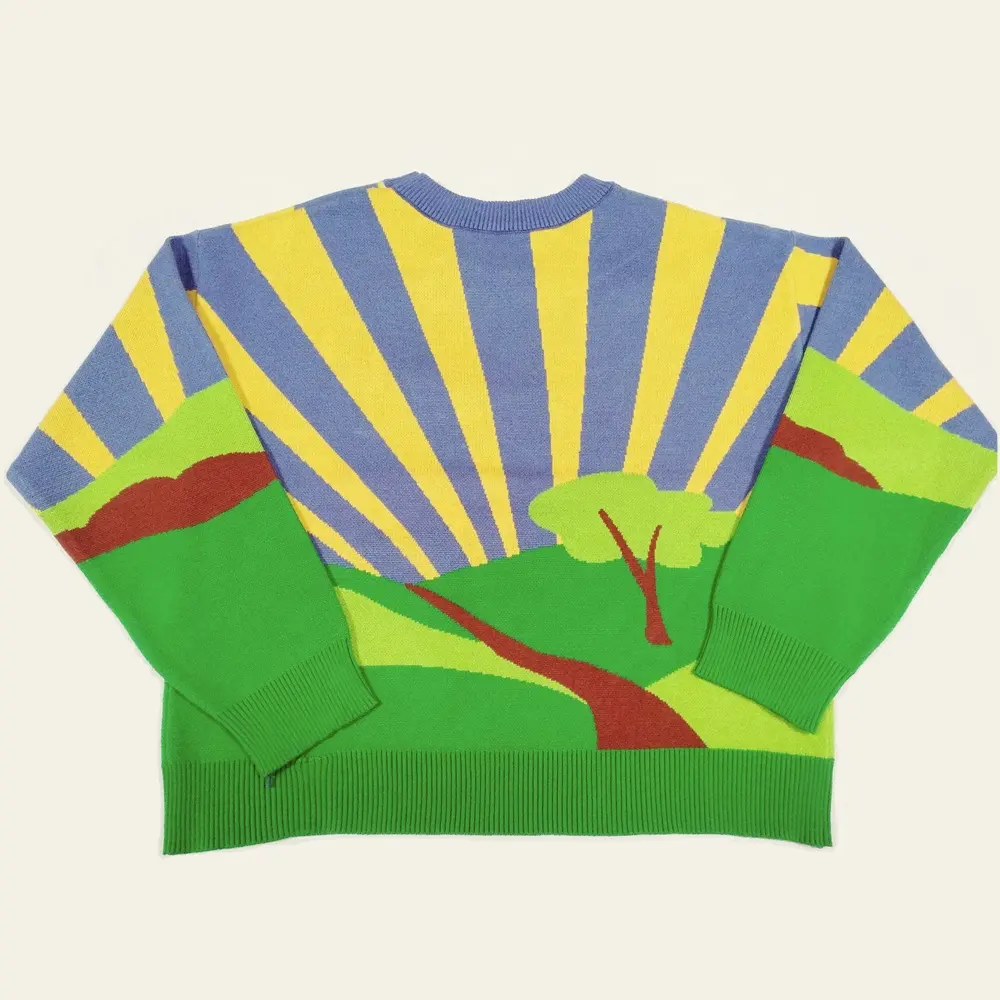 Pull tricoté jacquard à manches longues pour femmes, logo personnalisé, design à col ras du cou, pull-over, personnalisé, collection automne et hiver