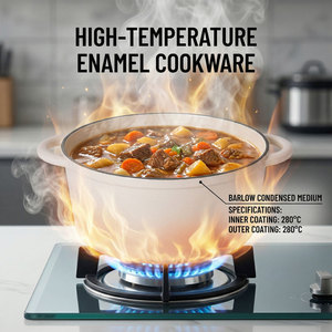 Vente en gros de casseroles en fonte émaillée E-Top casseroles personnalisées en fonte antiadhésive de haute qualité Dkm Tencere Marmite Ollas De Cocina - Product Image 5