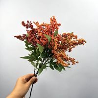 Landschapsdecoratie Bloemenwand Zijden Bloemkunst Romantisch Hotel Podium Bloemdecoratie Kunstbloemen Herfst Nandina Fruit