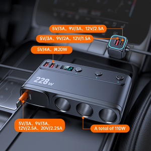228W 9IN1 Car charger with 1meter Extension <b>Cable</b> Dual PD Ports QC <b>3.0</b> Simultaneously efficiency Safety guaranteed Car Charger - Product Image 6