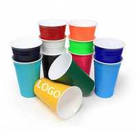 Gobelets en plastique PP jetables colorés de 12/16 oz, personnalisables avec logo, réutilisables, pour jeux et boissons, vente en gros
