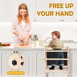 Solid Wood <b>Toddler</b> Kitchen <b>Step</b> <b>Stool</b> With Blackboard Foldable Learning Tower 43x32x88cm Pine Material For Kids - Product Image 4