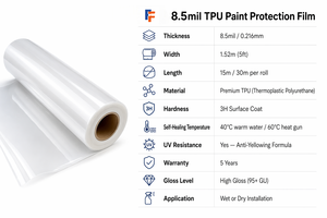 Película Protectora de Pintura Transparente de TPU PPF de 8.5mil de Primera Calidad, Autoregenerable, Superhidrófoba, Antiamarilleo, Garantía de 10 Años - Product Image 6