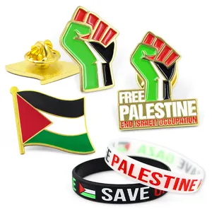 Écharpe palestinienne personnalisée Produits Autocollant Bracelet Bracelet Emblème Broche Revers Émail Palestine Badge Cadeaux Palestine Drapeau Pin
