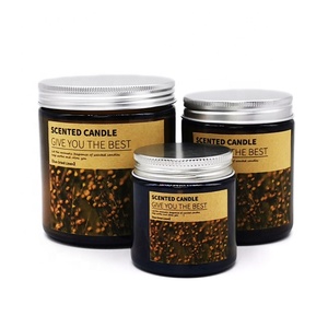 Brown <strong>Amber</strong> Color Personalise Labels Glass <strong>Candle</strong> <strong>Jar</strong>/<strong>candle</strong> Container with Metal Lid - Product Image 2