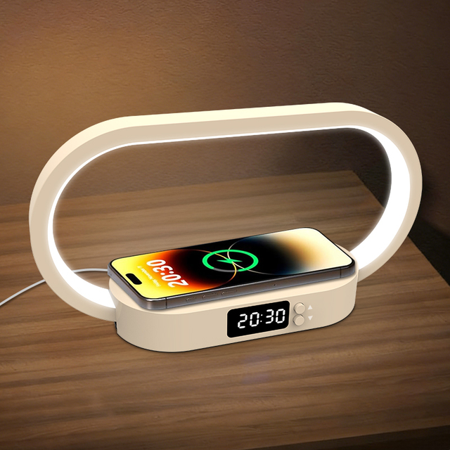 Factory Direct Smart Home LED Desk Lamp Touch Voice Control Night Light Dimmable Wireless Charging Bedside Lamp