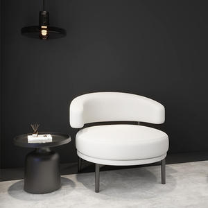 Modern Single <b>Sofa</b> Chair White Upholstered Round Seat Living Room Lounge Chair - Product Image 1