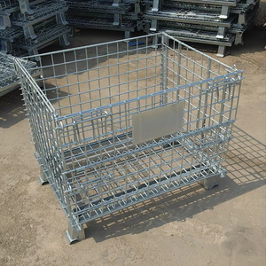 Cages de stockage pliables en métal grillagé <span class=keywords><strong>Cage</strong></span> de stockage de conteneurs en métal roulants pliables - Product Image 1