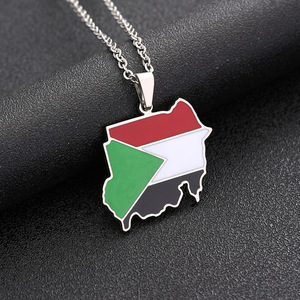 <span class=keywords><strong>Carte</strong></span> africaine de qualité personnalisée la République du Soudan <span class=keywords><strong>carte</strong></span> collier drapeau émail <span class=keywords><strong>carte</strong></span> en forme de pendentif collier en acier inoxydable - Product Image 4