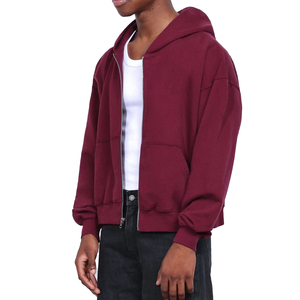 เสื้อฮู้ดมีซิปของผู้ชายผ้าฝ้าย100% 2ชิ้นลายโลโก้ตามสั่งย้อมสีธรรมดา - Product Image 3