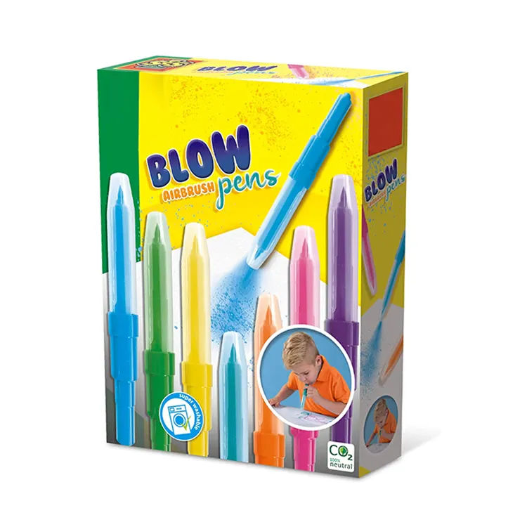 Tedarikçi promosyon hediye renkli toksik olmayan sihirli üfleme kalem kırtasiye sprey değişen renk işaretleyici airbrush kalem çocuklar için