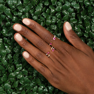 Moda placcato oro Fine gioielli regalo donna 5A Cubic Zirconia doppio cuore regolare le dimensioni anello a <span class=keywords><strong>fascia</strong></span> smaltato - Product Image 4