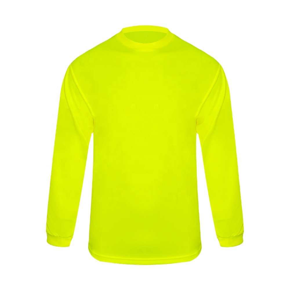 Wholesale High visibility Clothing Dry Fit Shirts Long Sleeve Reflective Safety Security Work Construction Safety Shirts