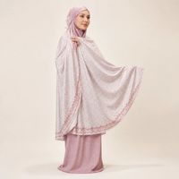 Ensemble de prière Mukena en soie découpée au laser sur mesure pour femmes, OEM ODM, vente en gros, vêtements islamiques modestes