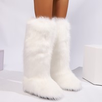 Sepatu Bot Tinggi Wanita Musim Dingin Anti Selip Berbahan Suede dengan Bulu Mink & Rubah Imitasi Y2K untuk Luar Negeri