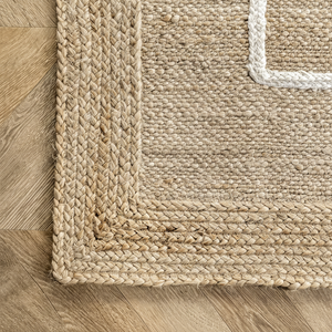 Tapis de chambre carré en jute tissé de luxe, antidérapant, rembourré, résistant aux taches, écologique, fait à la main, imperméable - Product Image 1