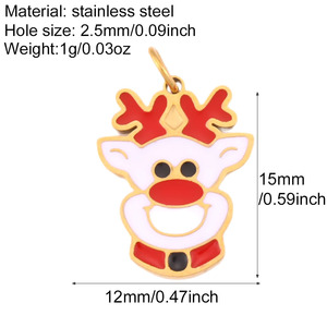 Nouveaux accessoires de bijoux en acier inoxydable, série de Noël DIY, pendentif mignon de Père Noël pour la création de breloques de bijoux - Product Image 6