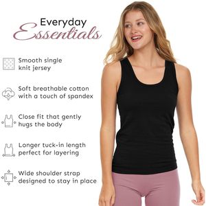 Women's Stretch Tank <b>Tops</b> Regular Length Breathable Knitted Spandex Polyester Sport Tanks Multi Colors Pack - Product Image 3