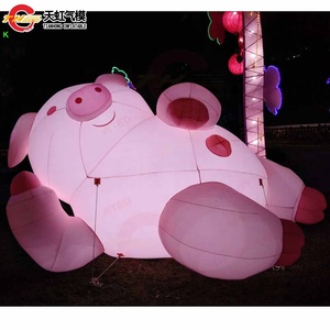 Maiale gonfiabile rosa illuminazione a LED cartone animato modello animale gonfiabile Replica palloncino a terra con soffiatore in vendita - Product Image 3