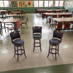 Bruine Premium Kwaliteit Barstoel 2 Stuks 29 Inch Houten Draaibare Barstoel met PVC Gedempte Zitting Bar- en Loungemeubilair - Product Image 3