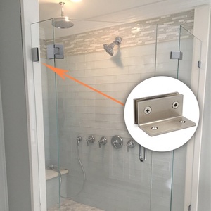 Fixation de <span class=keywords><strong>porte</strong></span> de douche en verre sur mur, profil carré, construction en <span class=keywords><strong>laiton</strong></span> massif, <span class=keywords><strong>bride</strong></span> de fixation en verre - Product Image 2