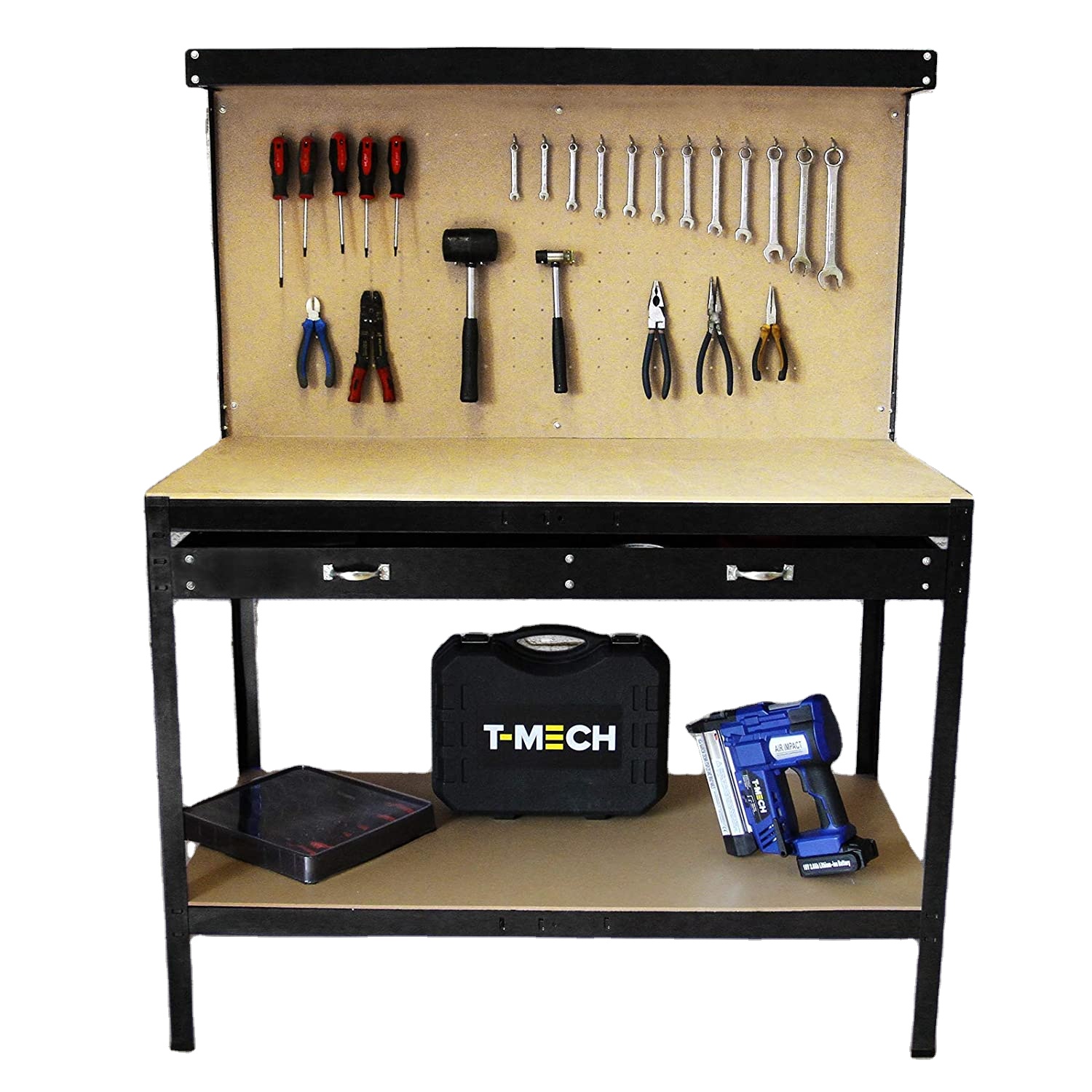 Garage Werkbank Met Pegboard Lade Zware Bench Staal Tool Opslag Station Unit Met Planken Gratis 40 Haken Diy Workshop