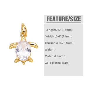 Cristal blanc petite <span class=keywords><strong>tortue</strong></span> <span class=keywords><strong>porte</strong></span>-<span class=keywords><strong>bonheur</strong></span> breloques pour Bracelet cuivre <span class=keywords><strong>porte</strong></span>-clés sac à main breloque fabrication de bijoux fournitures chma501 - Product Image 2