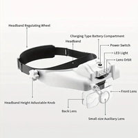 1X 1.5X 2X 2.5X 3.5X 8X USB Charging ABS+Acrylic Headband Magnifier with Double Eye LED Light for Surgical Reading & Dental Use