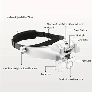 مكبر رأس قابل للشحن عبر USB بتكبير 1X و1.5X و2X و2.5X و3.5X و8X مع إضاءة LED مزدوجة للعين للاستخدام الجراحي والقراءة وطب الأسنان - Product Image 2
