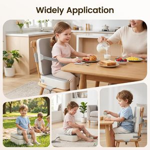 Chaise de cuisine pour enfant <span class=keywords><strong>avec</strong></span> <span class=keywords><strong>dossier</strong></span>, sangles réglables, siège <span class=keywords><strong>rehausseur</strong></span> portable de voyage pour bébé, coussin <span class=keywords><strong>rehausseur</strong></span> en mousse à mémoire de forme - Product Image 5