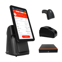 Sistema POS Todo en Uno con Pantalla Táctil de 15.6 Pulgadas, Caja Registradora con Sistema Operativo Android, NFC, Wi-Fi 6, Impresora y Escáner Integrados, 4GB+64GB, Pantalla Dual