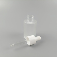 Bouteille en verre peint brillant blanc à épaulement rond et plat de 30ml emballage en verre blanc opaque vide pour sérum cosmétique pour le visage