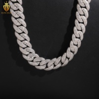 Chaîne cubaine Miami 18 mm en argent sterling 925, sertie de moissanite et de diamants, style hip-hop pour rappeurs