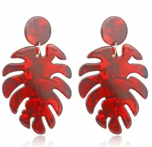 Boucles <span class=keywords><strong>d</strong></span>'oreilles goutte <span class=keywords><strong>d</strong></span>'eau en forme de feuille, bijoux en résine acrylique, personnalisés - Product Image 1