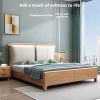 Lit double en bois massif avec dossier souple, meubles de chambre à coucher, fabrication chinoise