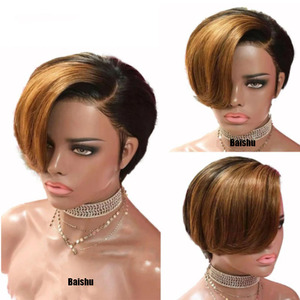 Perruque pour femmes en <span class=keywords><strong>cheveux</strong></span> humains à 100%, <span class=keywords><strong>cheveux</strong></span> <span class=keywords><strong>courts</strong></span> à raie latérale 13*4 avec dentelle, styles brésiliens et vietnamiens en stock, prix de gros - Product Image 4