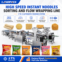Machine de conditionnement horizontale automatique pour aliments séchés, nouilles instantanées, et autres produits, avec tri, emballage et ensachage en flow pack