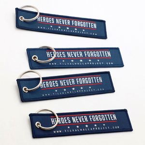 Personalized Wholesale Woven Jet Tag Custom Embroidered PTSD Awareness Fabric Keychain <b>for</b> Charity Event Giveaways - Product Image 3