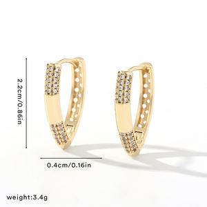 2025 fabricant en gros nouveau creux en forme de V 14k cuivre plaqué or incrusté de Zircon vêtements quotidiens boucles d'oreilles en laiton bijoux pour femmes - Product Image 4